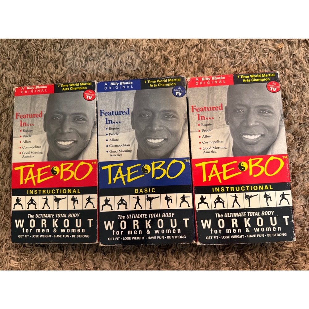 Billy Blanks Tae Bo Workout VHS Lot Instructional Basic 1998 Fitness 3 Tapes